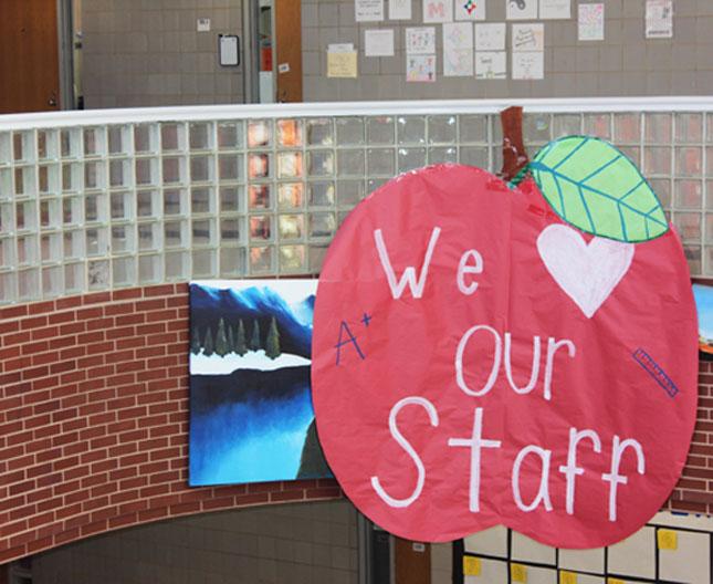 Sign hung in atrium