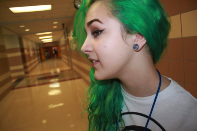 Sara Smitherman, sophomore

Sara has her ears gauged and her hair dyed.
