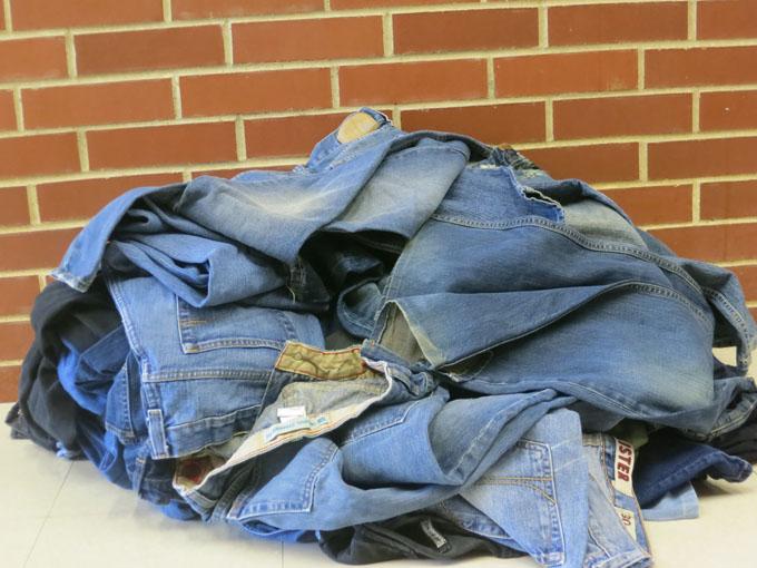 A pile of jeans raised by the Bowie Headliners.