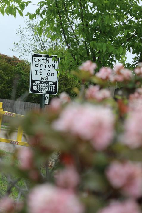 Texting and Driving sign in East Parking Lot.