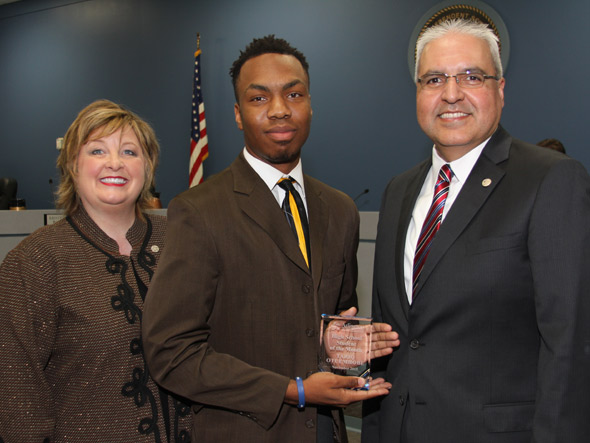 Senior Tariq Otuemhobe was noticed by Principal Bill Manley for his school involvement. On November 5th Tariq Otuemhobe was announced student of the month. My advise is become a well rounded student. Be strong in academics, involved in school, and involved in the community. Principal Mr. Manley said.