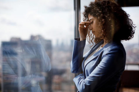 A stressed businesswoman.